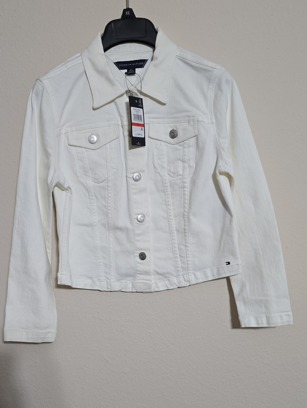 NWT Womens Tommy Hilfiger Off-White Denim Jacket Size XS
